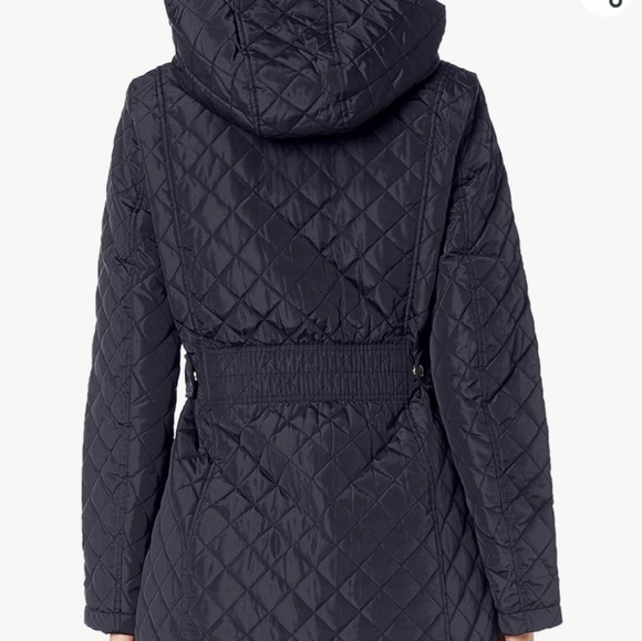 Calvin Klein midweight diamond quilted jacket w/ removable hood black size L EUC - Picture 2 of 10